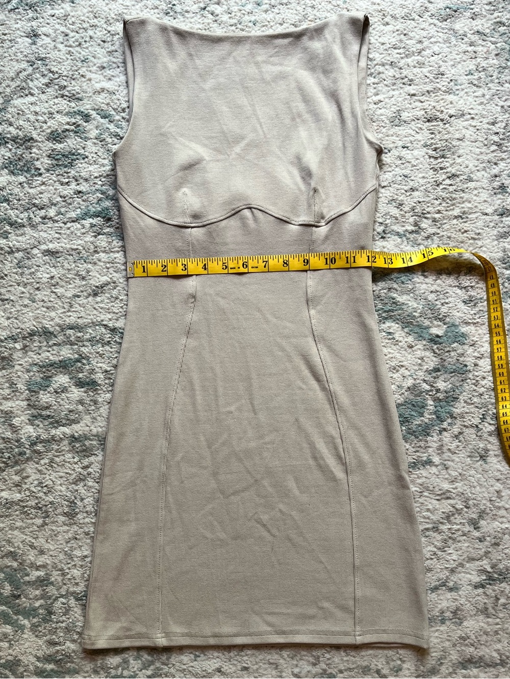 OGL Corset Bodycon Ribbed Beige Dress